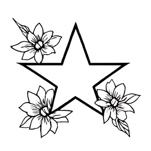 A Star With Flowers Around It