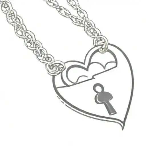 Mother And Son And Rainbow Heart Shaped Lock Necklace