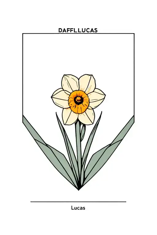 Daffodil Geometric Tattoo With The Name Lucas