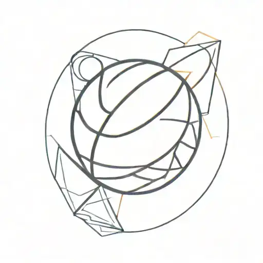 A Geometric Basketball Merging With The Macedonian Sun Symbol