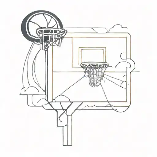 A Minimalist Basketball Hoop With A Glowing Macedonian Sun In The Background