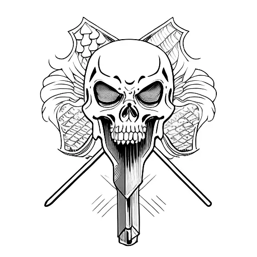 Grim Reaper Scythe With Hood Black And White