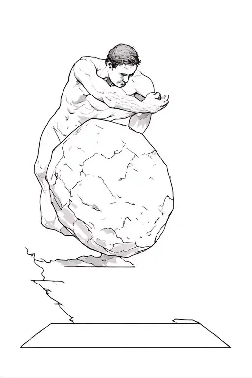 Sisyphus Pushing The Boulder