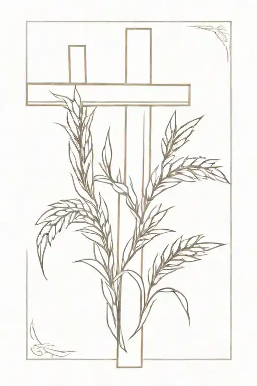 Catholic Cross Made Of Wheat Stalk