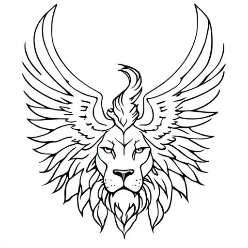 A Phoenix Rising With A Lions Head