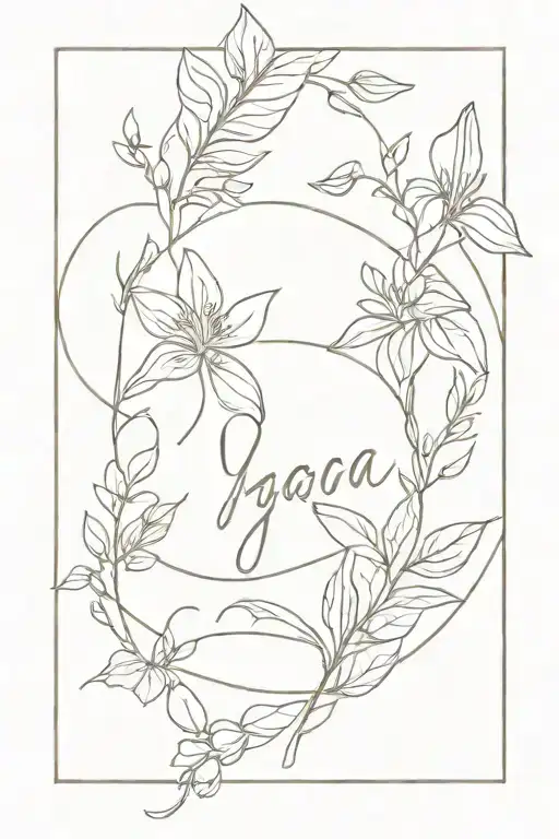 Planta And Yoga Script Tattoo Design