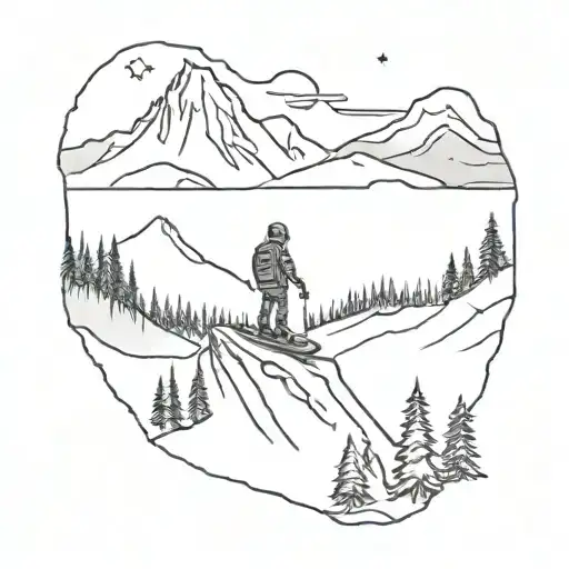 A Snowboarding Scene In The Mountains With A Twist Of Star Wars Elements