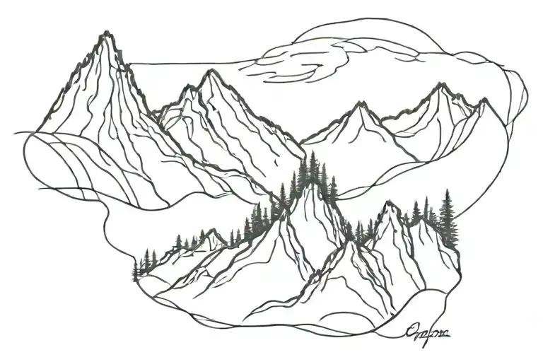 Brushstroke Mountain Minimalist