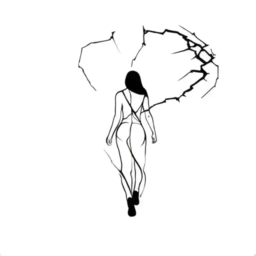 Broken Women Silhouette With Man Walking Away