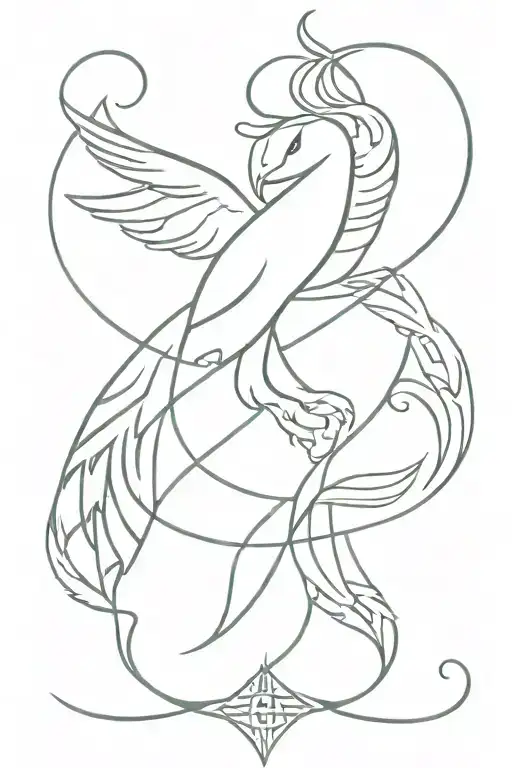 Phoenix Aquarius With Viking Runes Of Protection