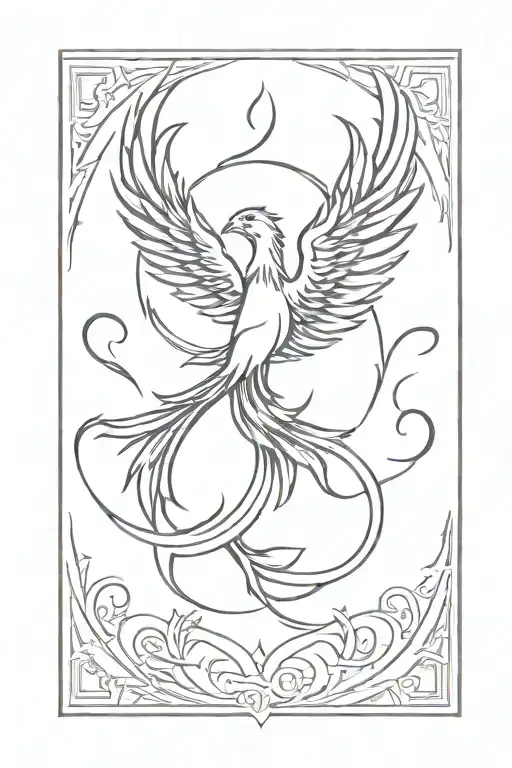 Phoenix Representing Aquarius With Viking Protection Runes