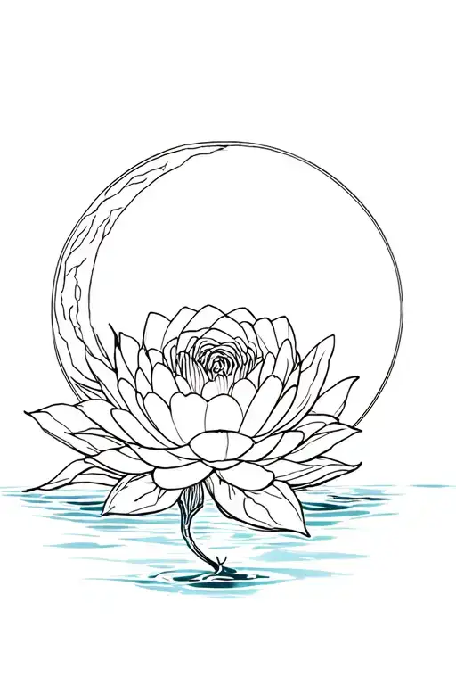 Full Moon Water Lily And Rose
