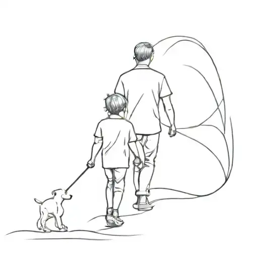 Dad And Son Walking