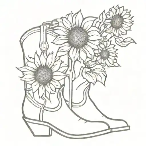 Cowboy Boots And Sunflowers In Remembrance