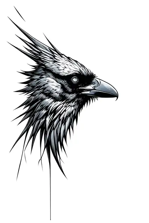 Profile Of A Crows Head In The Darkness