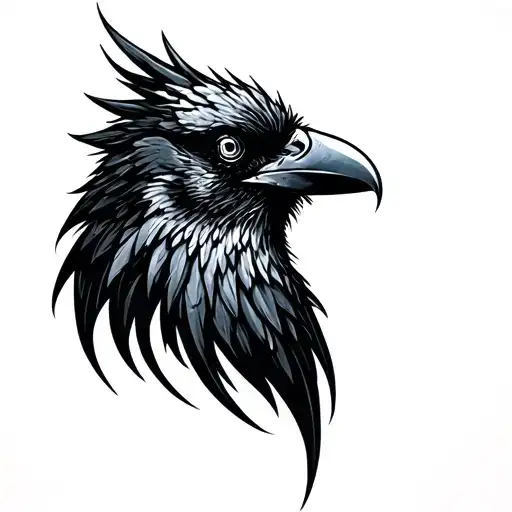 Profile Of A Crows Head In The Dark