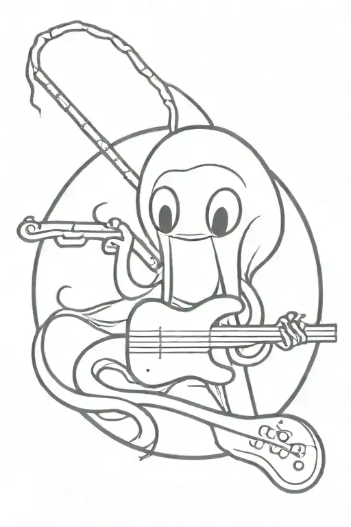 Squid Playing An Electric Bass Guitar