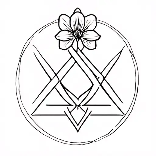 Amazigh Free Men Symbole Plus Orchid Flower Intertwined