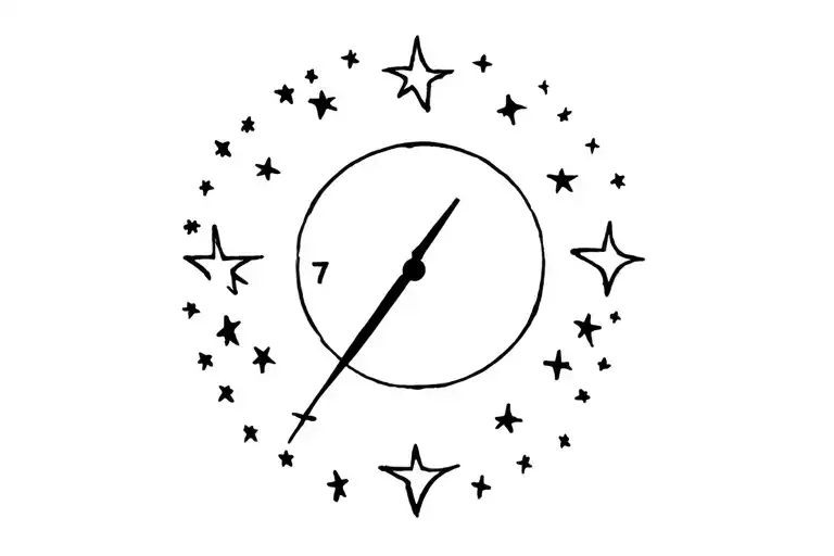Zero O Clock With Number 7 And 7 Stars Around It