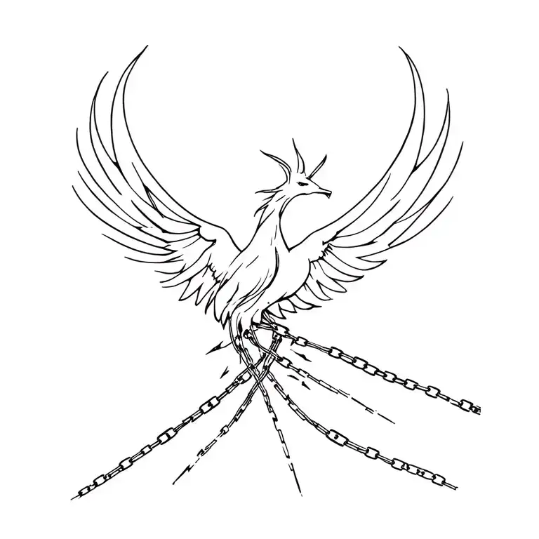 Phoenix Wrapped In Broken Chains Breaking And Bursting