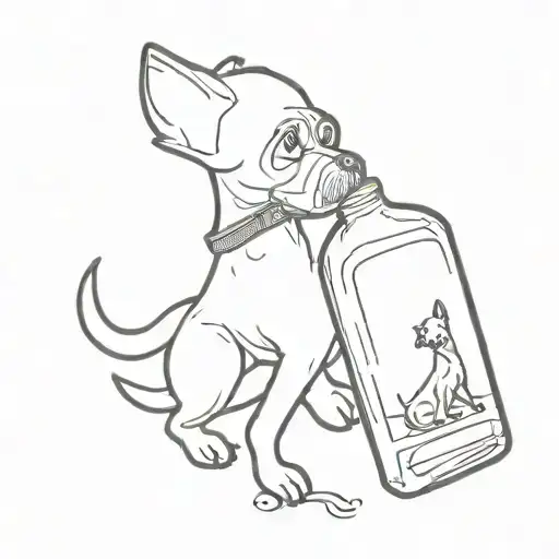 Dog With Bottle Of Rum