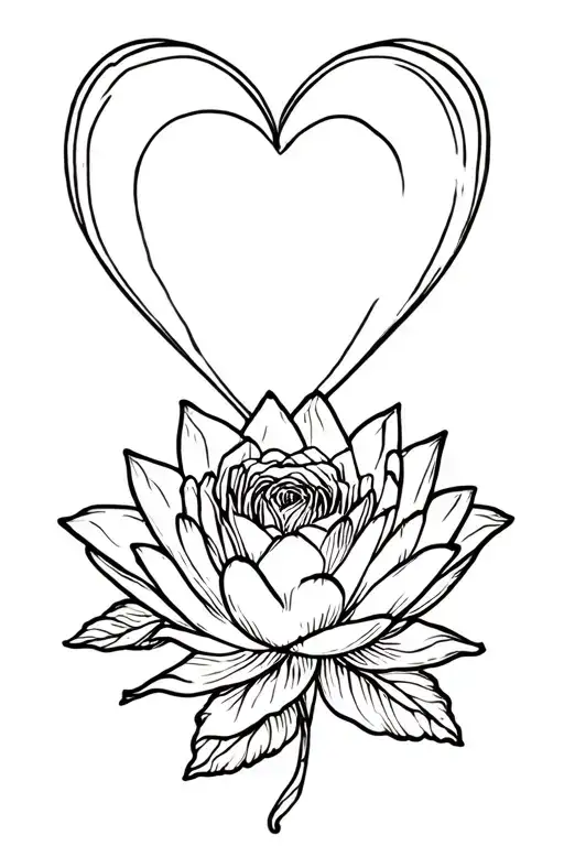 Water Lily And Rose Heart