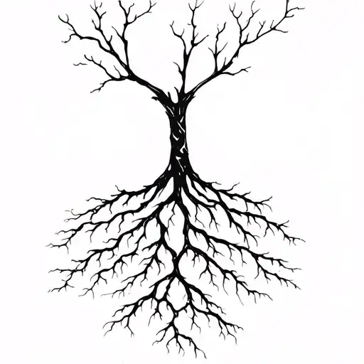 Back Spine Sketchy Ink Tree Roots