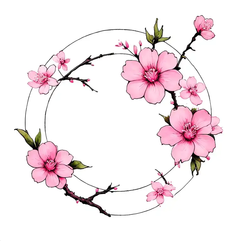 Circle With Sakura Flowers Around It