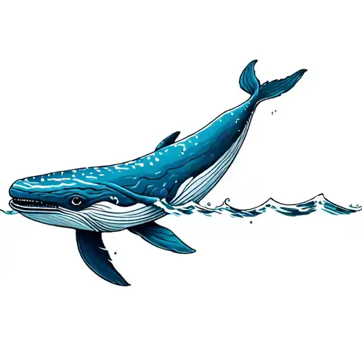 Blue Whale Jumping In Water