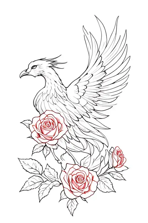 Red Roses And A Phoenix In The Column