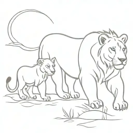 Momma Bear And Lion Cub Playing