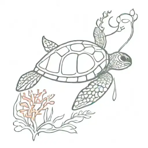 Sea Turtle Coral Reef Scene