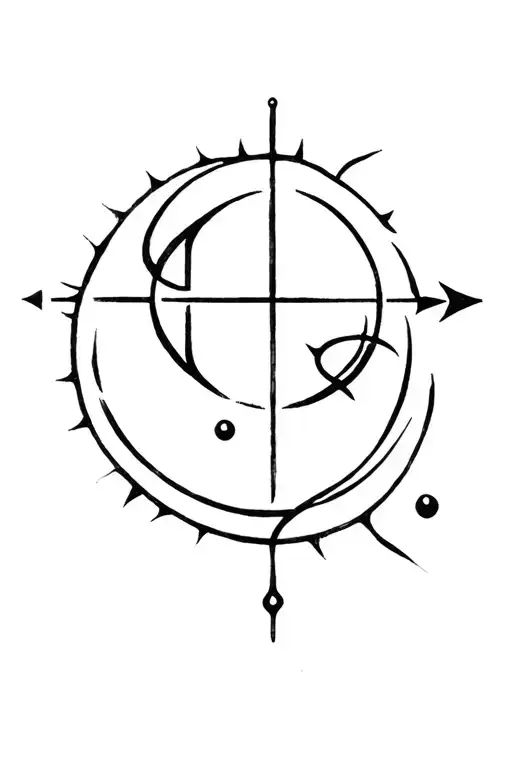 Alchemical Symbol Of Mercury Rising From A Quicksilver Pool