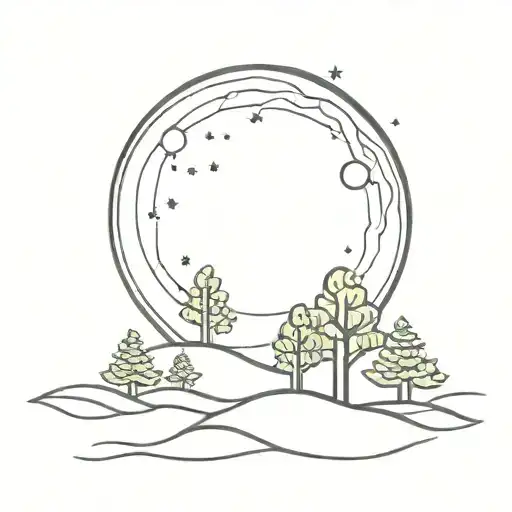 Enchanted Moon With Trees