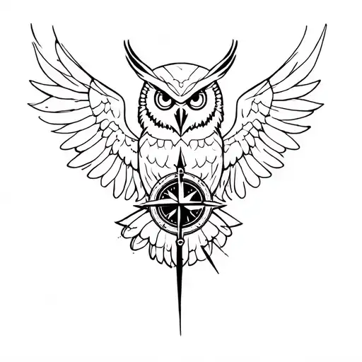 Cyborg Owl With Compass In Forearm