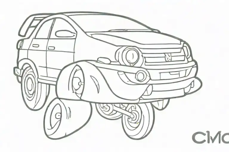 Cartoon Honda Civic Like From The Cartoon Cars With Eyes