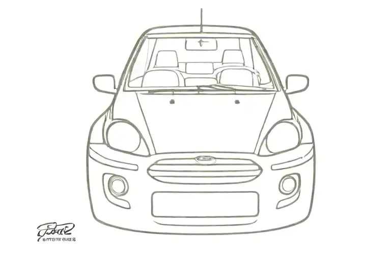 Cartoon Ford Fiesta Mk 5 With Eyes Front View
