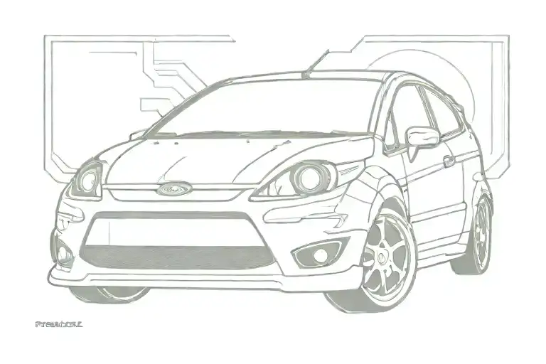 Cartoon Ford Fiesta Mk 5 With Eyes Front View