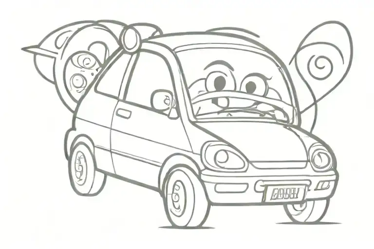 Cartoon Ford Fiesta Mk 5 Minimalictic With Eyes Like Cars Cartoon