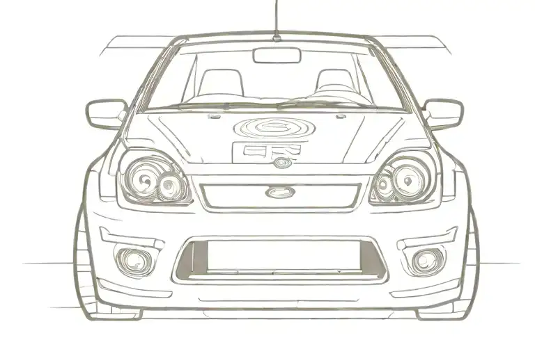 Cartoon Ford Fiesta Mk 5 With Eyes Front View