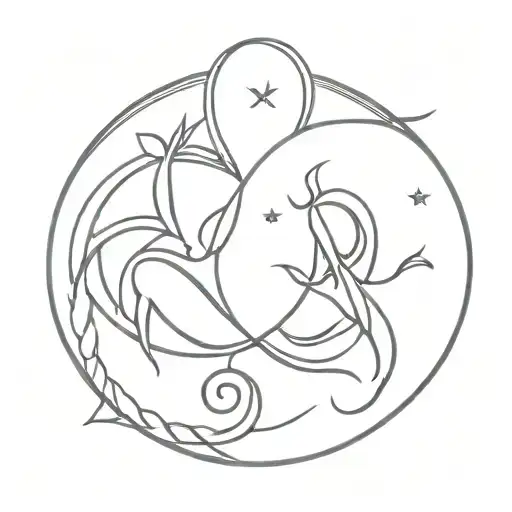 Virgo And Aquarius Symbol Intertwined