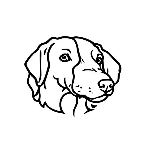 A Fine Line Dog Head Outline With One Half Being A Black Lab And The Other Half A Poodle