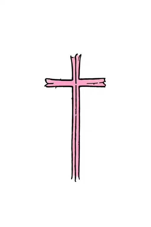 Small Christian Cross Filled With Black With A Very Small Pink Around