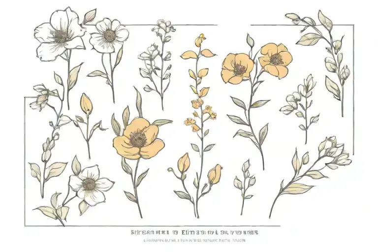 Row Of Small Birth Flowers March September December