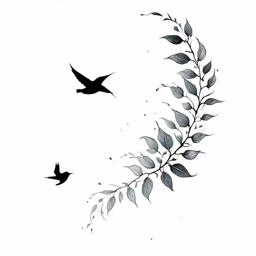 Leaf Fading And Birds Flying