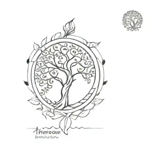 Unalome With Tree Of Life And Sun