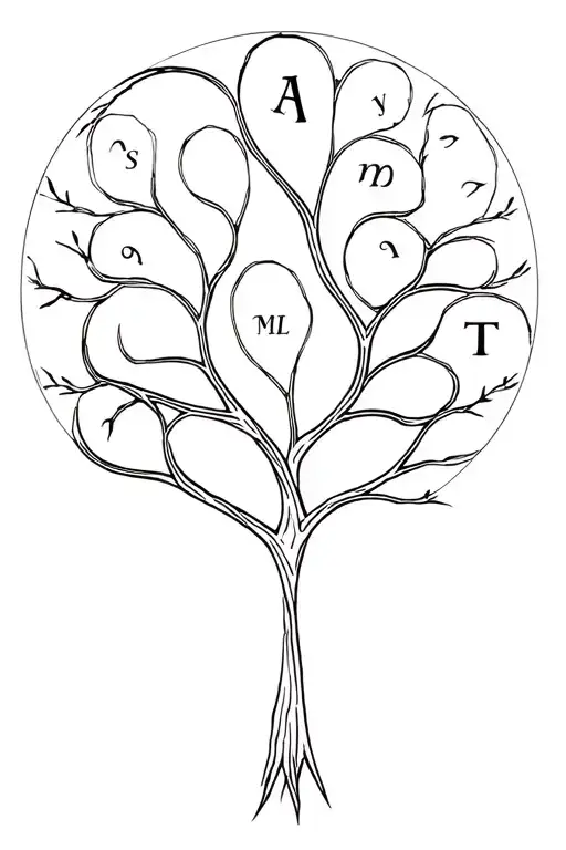 Family Symbol Tree With 7 Initials