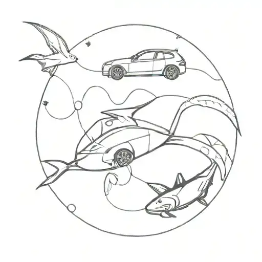 Pisces Consteallation With Cars And Motorcycle