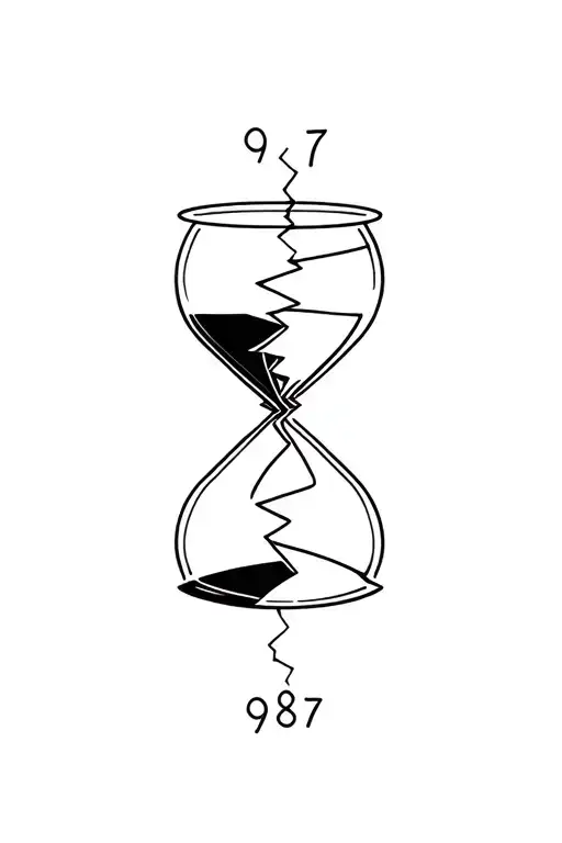 Hour Glass Broken With Numbers 987