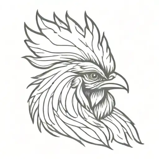 Rooster Head Black White